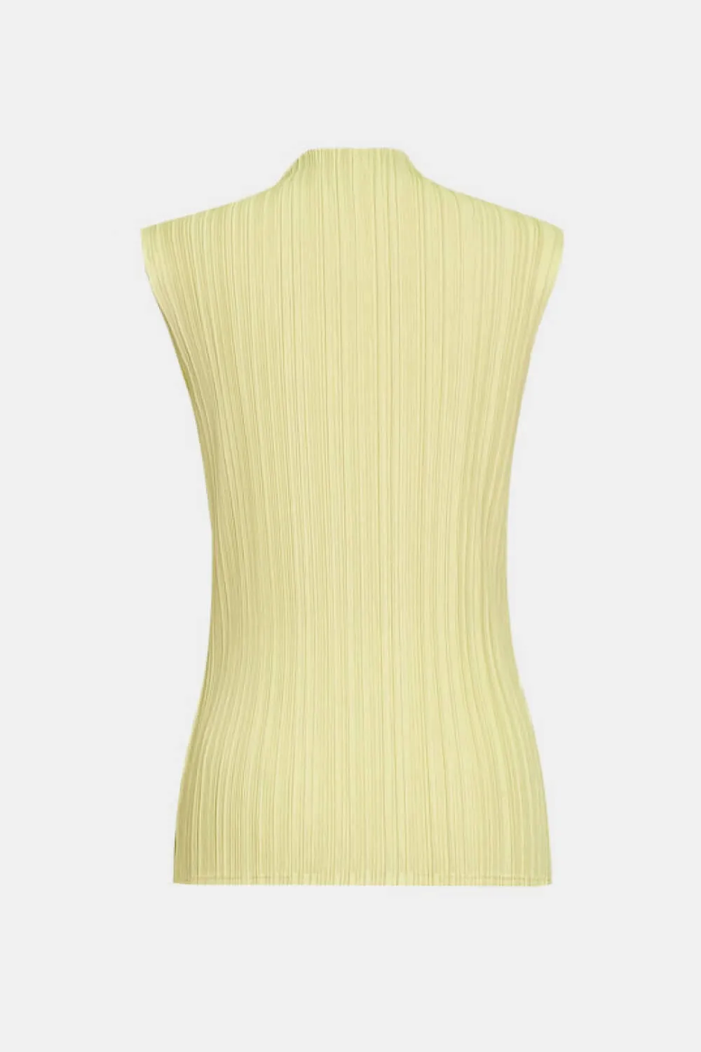 Accordion Pleated Mock Neck Sleeveless Top