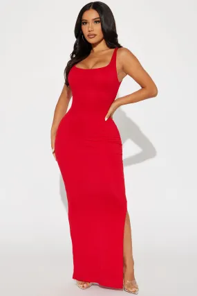 Alexis Ribbed Maxi Dress - Red