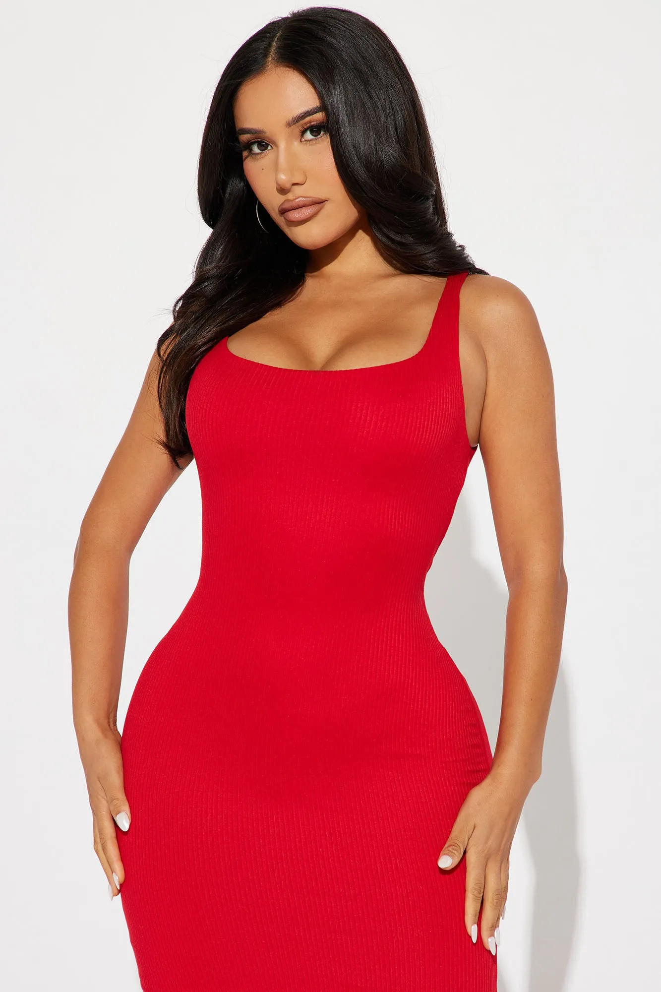 Alexis Ribbed Maxi Dress - Red