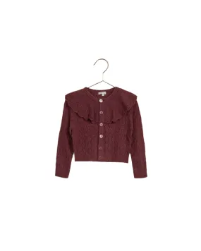 Baby Girls Sweater | Ruffle Cardigan - Fig | Noralee