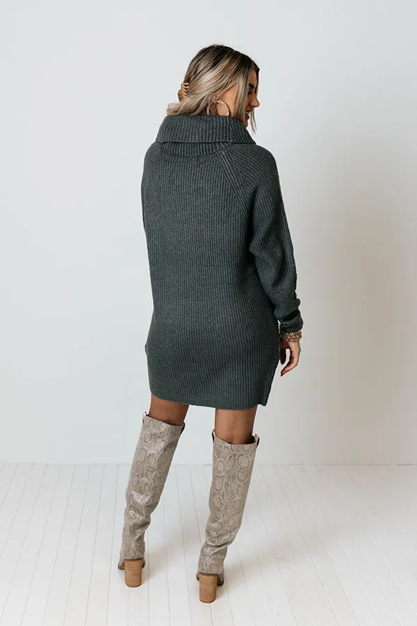 Country Cottage Knit Sweater Dress In Dark Grey