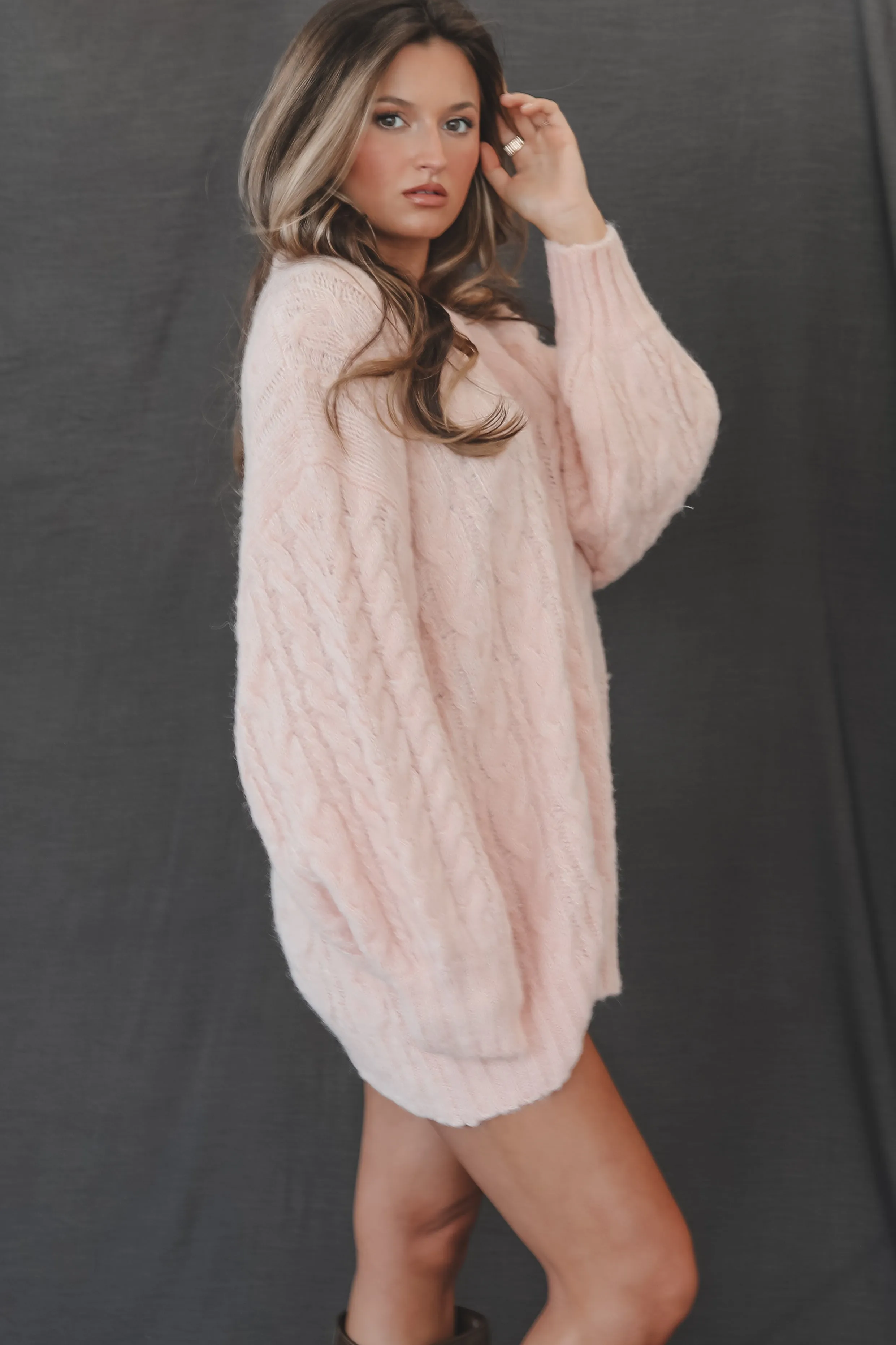 DEAL A Cozy Princess Pink Stockholm Oversized Tunic Dress Sweater