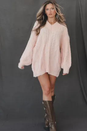 DEAL A Cozy Princess Pink Stockholm Oversized Tunic Dress Sweater
