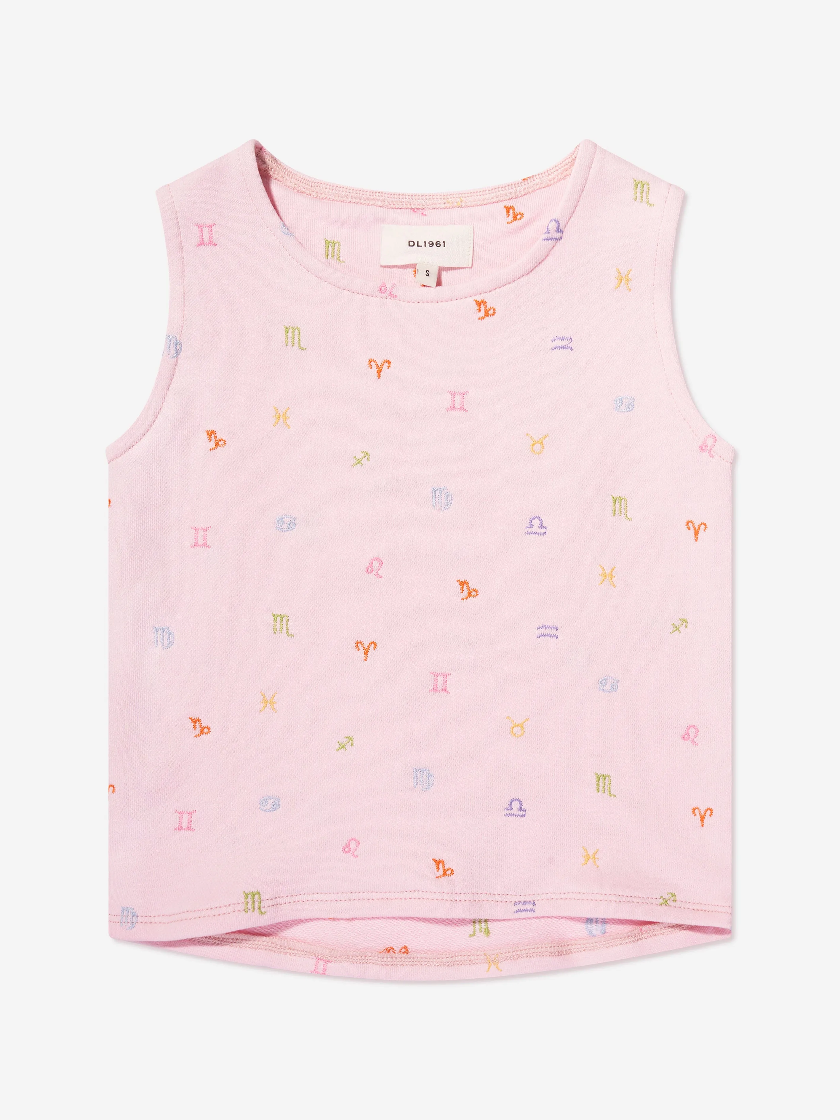 DL1961 Girls Marcie Star Signs Tank Top in Pink