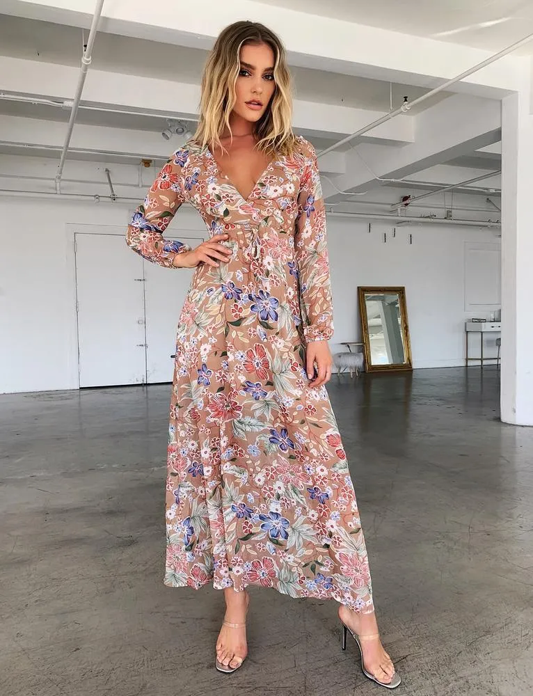 Eden Maxi Dress - Tan Floral