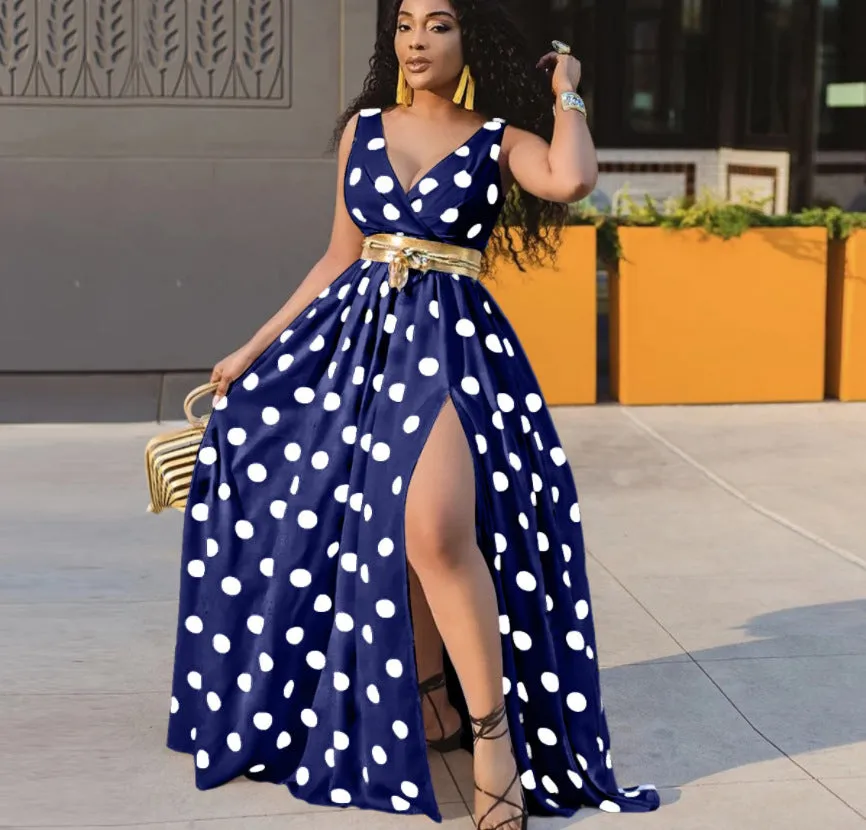 Effortless Commuting with a Seductive High Slit Chic Floral Maxi Dress