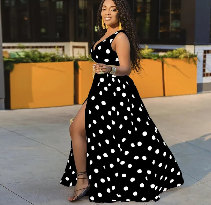 Effortless Commuting with a Seductive High Slit Chic Floral Maxi Dress