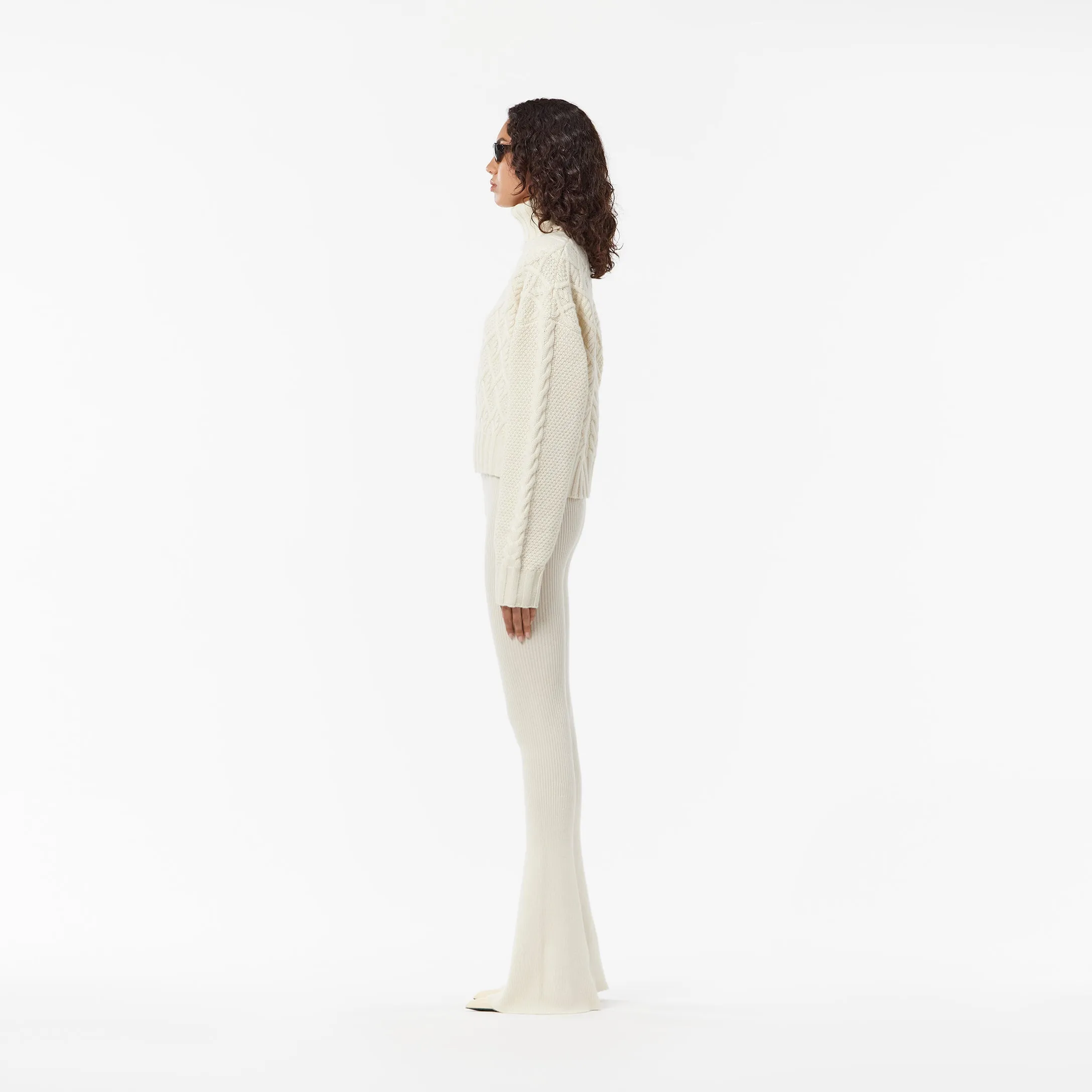 FLAREED PANTS IN CREAM CASHMERE