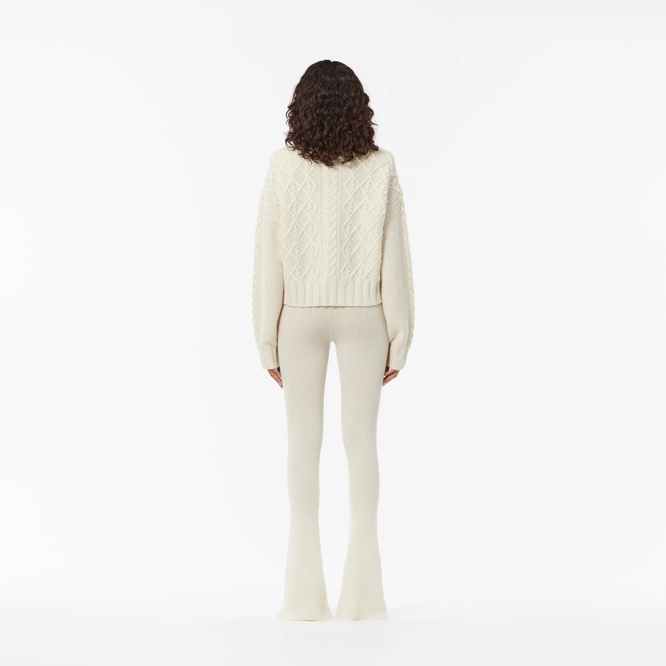 FLAREED PANTS IN CREAM CASHMERE
