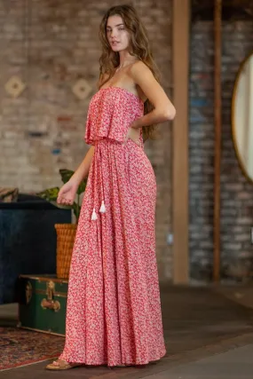 Floral Printed Tube Maxi Dress