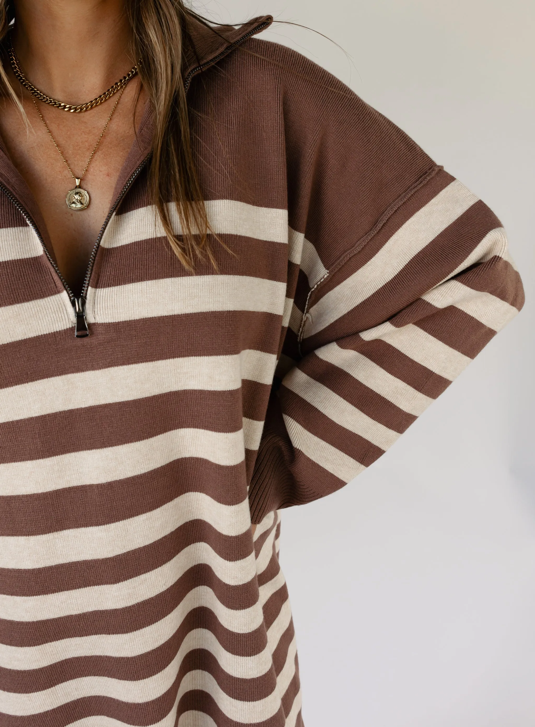 Isola Striped Half Zip Mini Dress - Final Sale