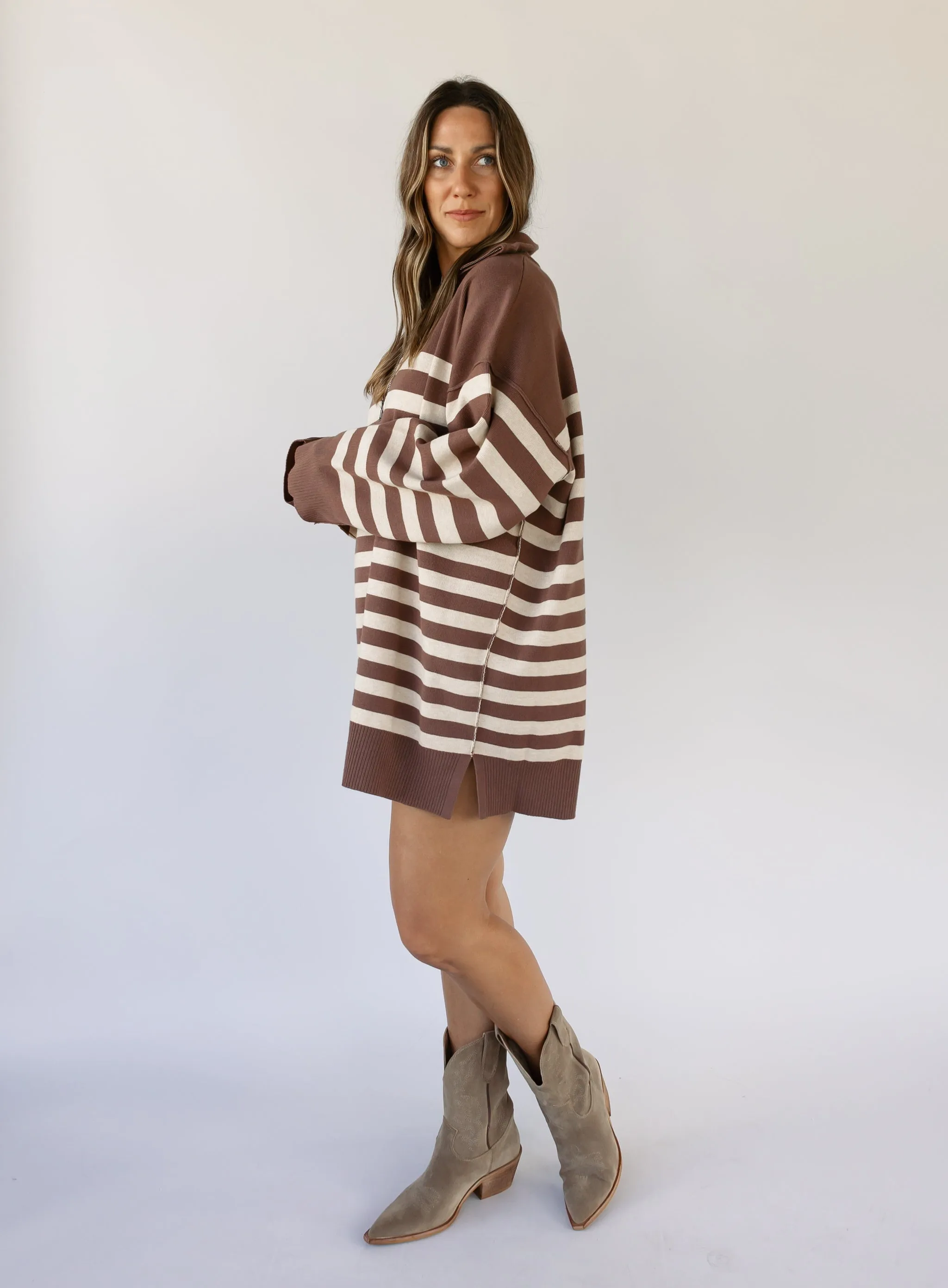 Isola Striped Half Zip Mini Dress - Final Sale