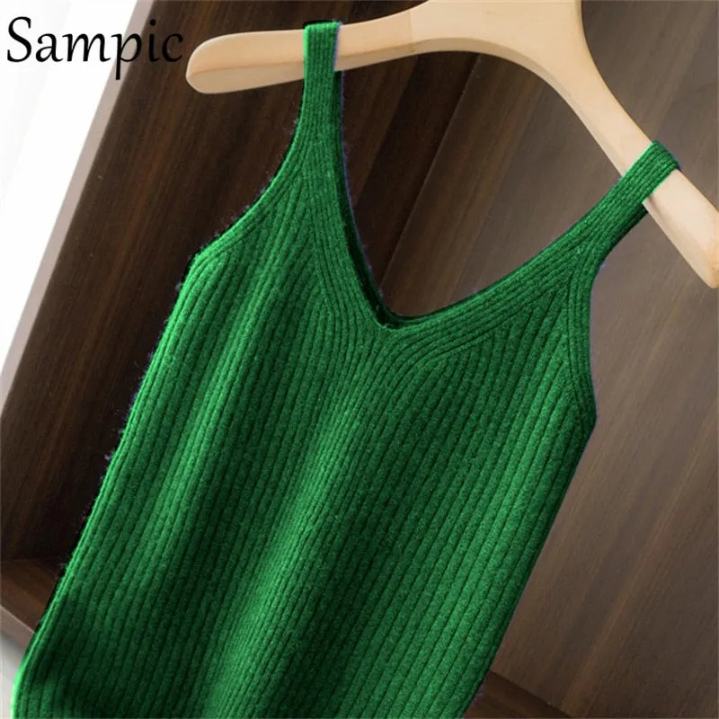 Joskaa Christmas Gift Sampic Cardigans Dress Women 2024 Winter Oversized V Neck Knitted Long Sleeve Cardigans Tops Casual Sexy Club Sweater Outwear