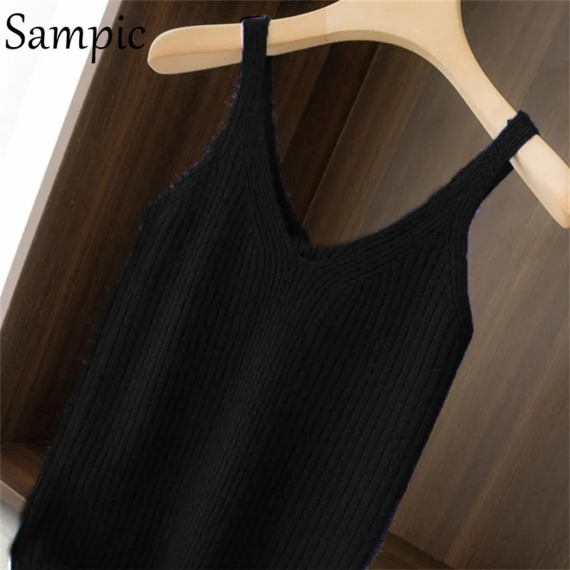 Joskaa Christmas Gift Sampic Cardigans Dress Women 2024 Winter Oversized V Neck Knitted Long Sleeve Cardigans Tops Casual Sexy Club Sweater Outwear