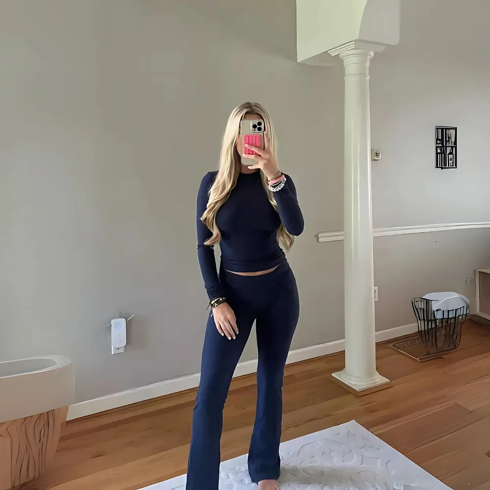 Lounge Set With Sleeve Top And Flared Pants