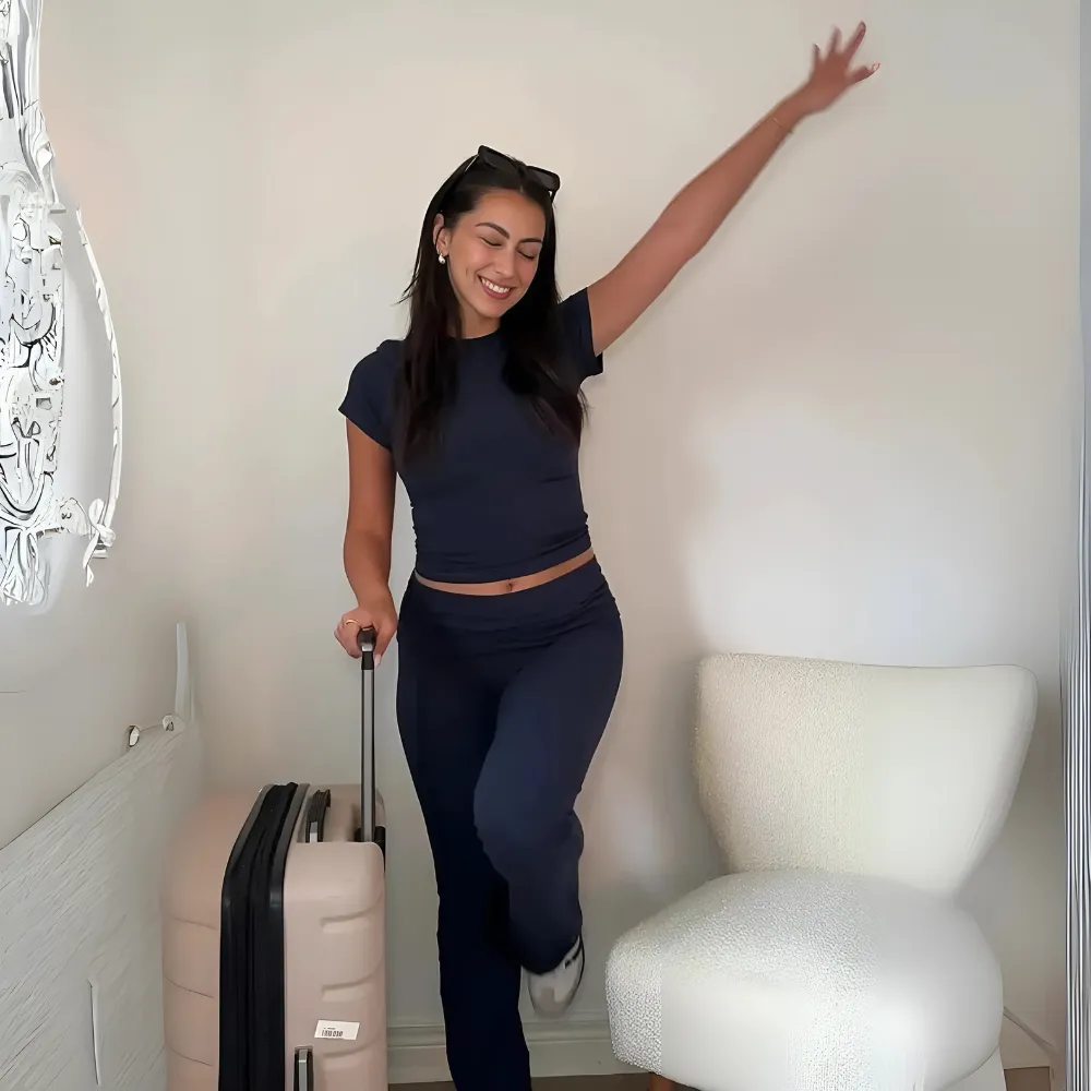 Lounge Set With Sleeve Top And Flared Pants