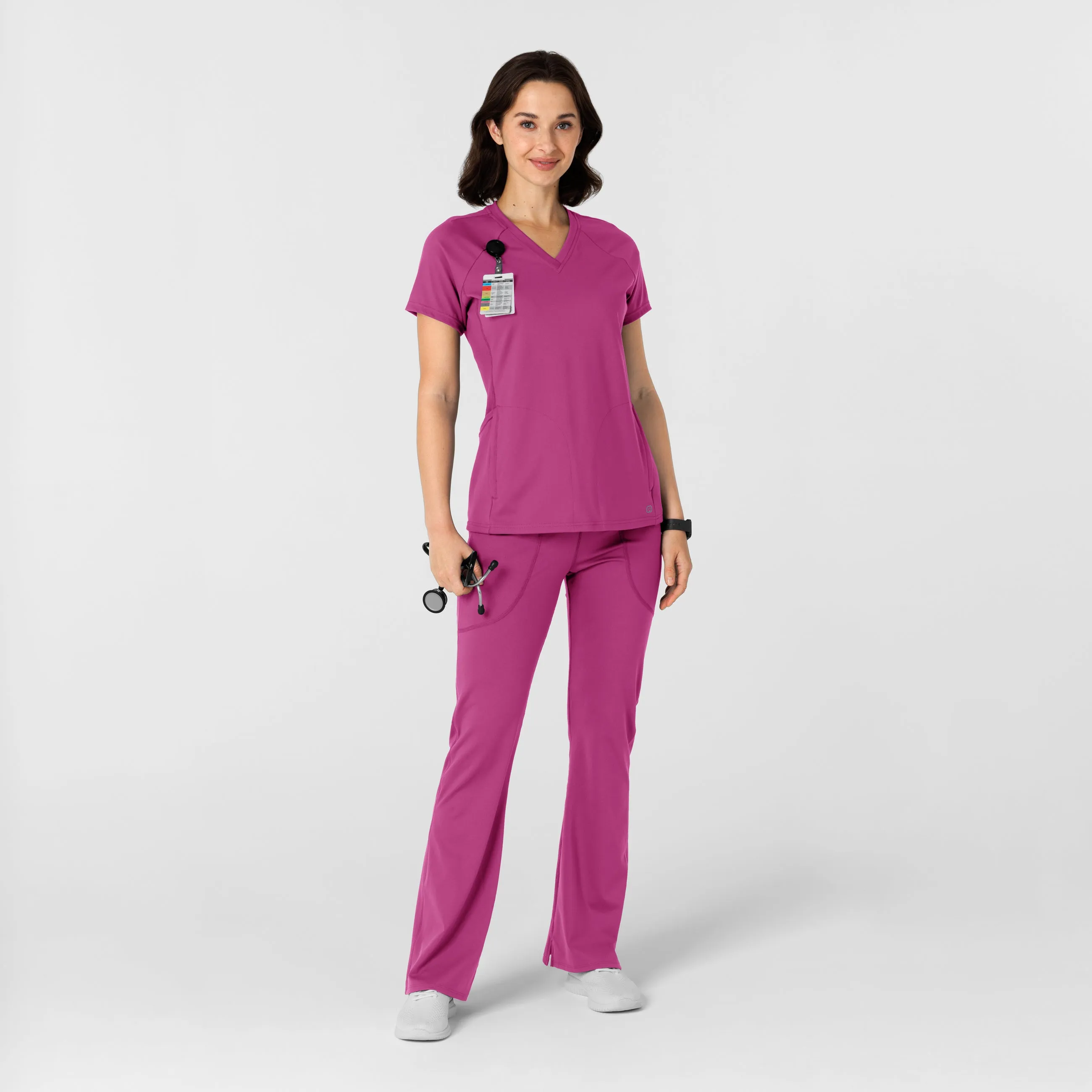 RENEW Knit Women's Flare Yoga Scrub Pant - Raspberry