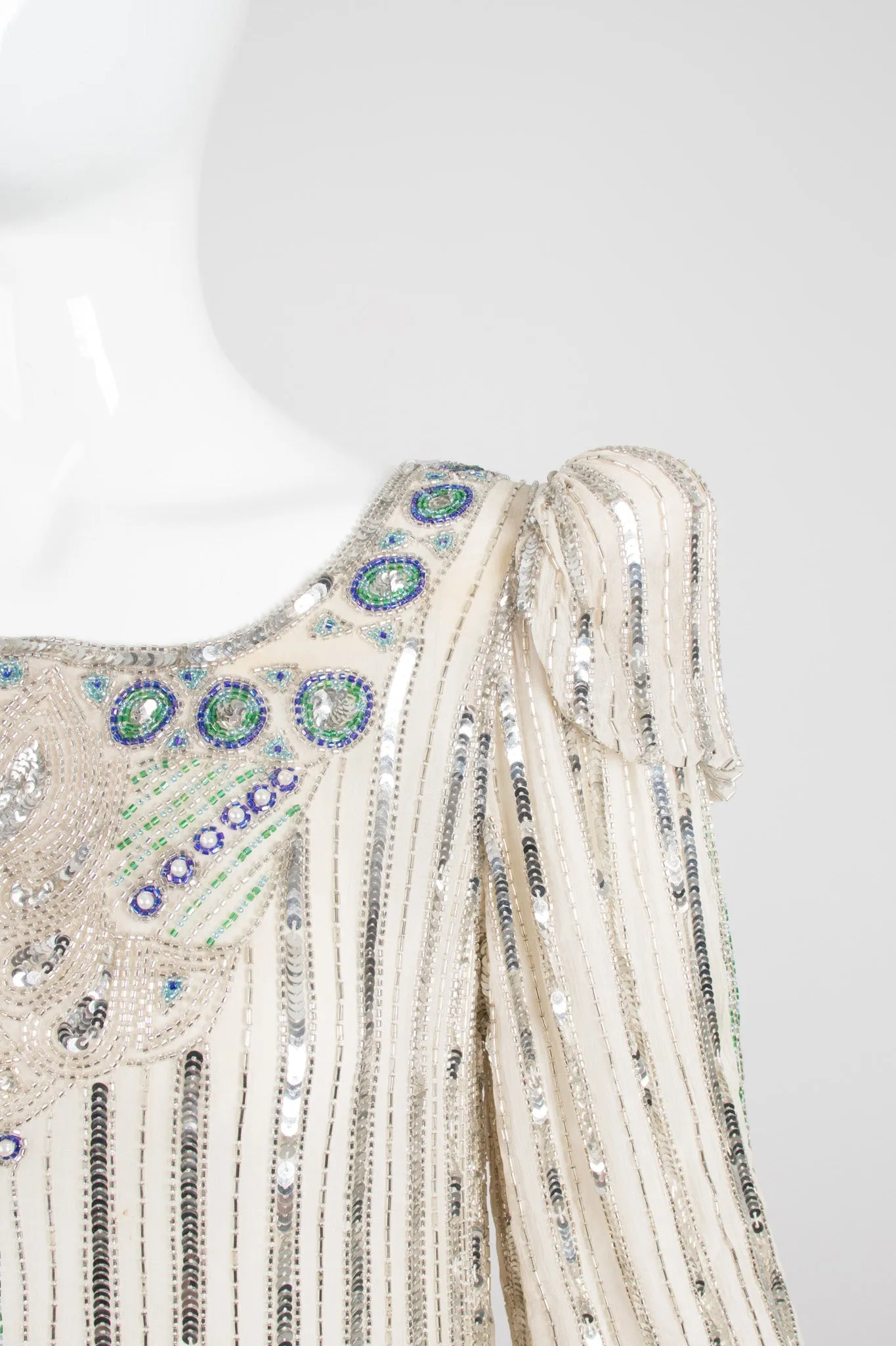 Sequined Puff Sleeve Deco Dress