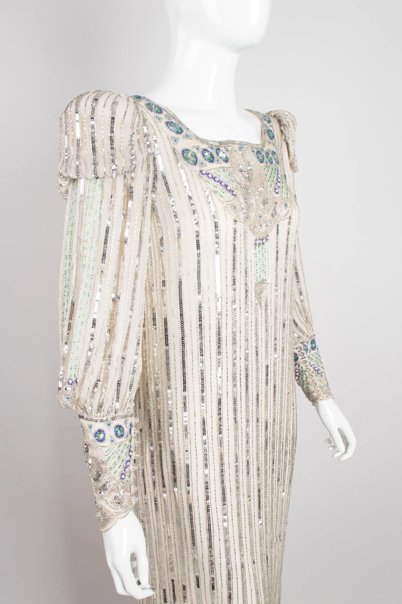 Sequined Puff Sleeve Deco Dress
