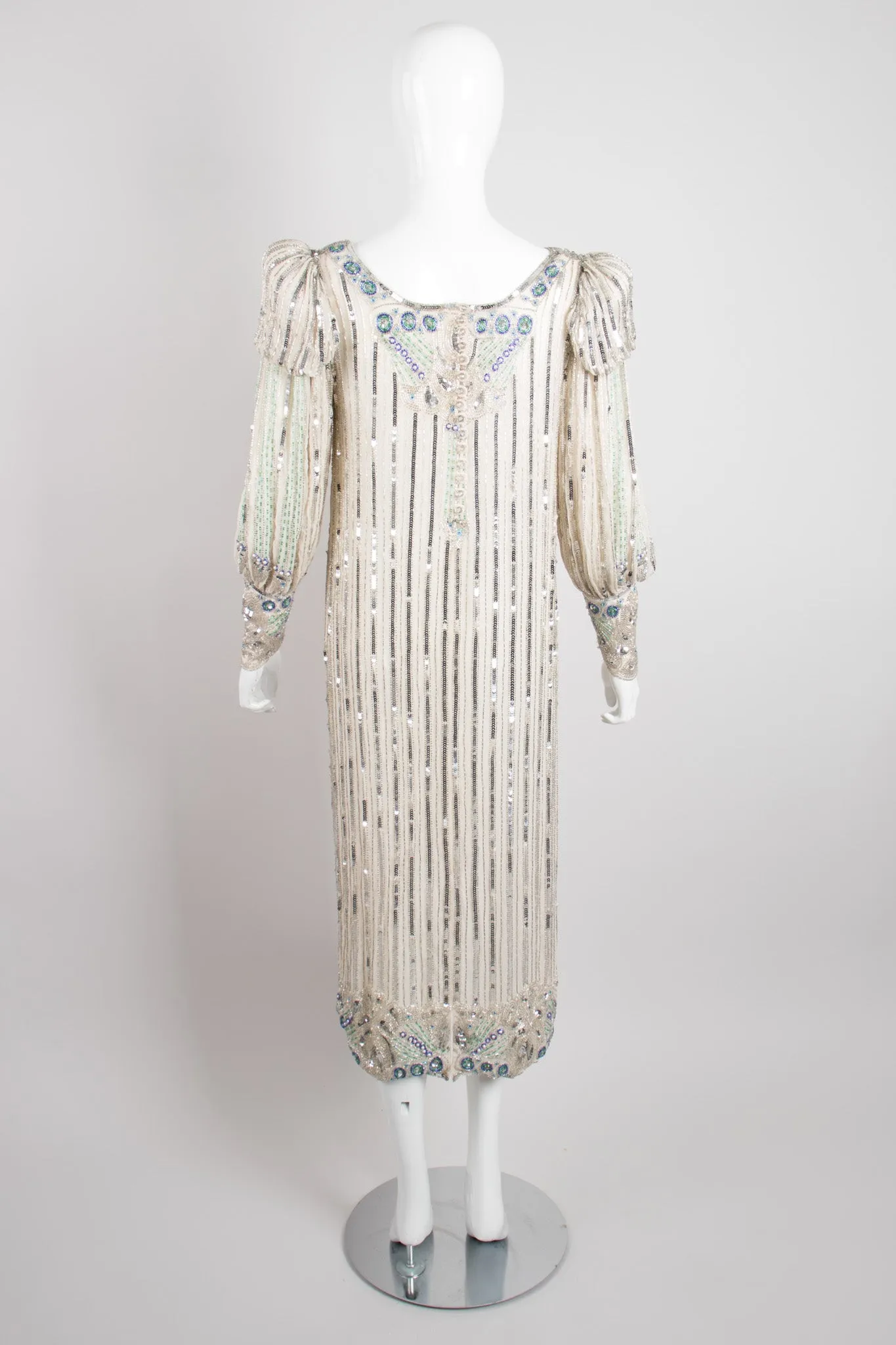 Sequined Puff Sleeve Deco Dress