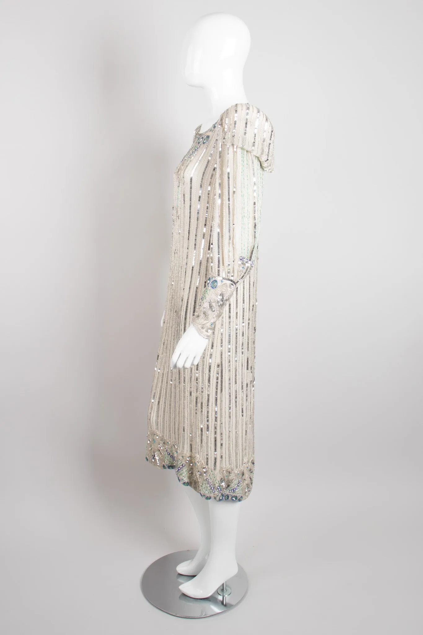 Sequined Puff Sleeve Deco Dress