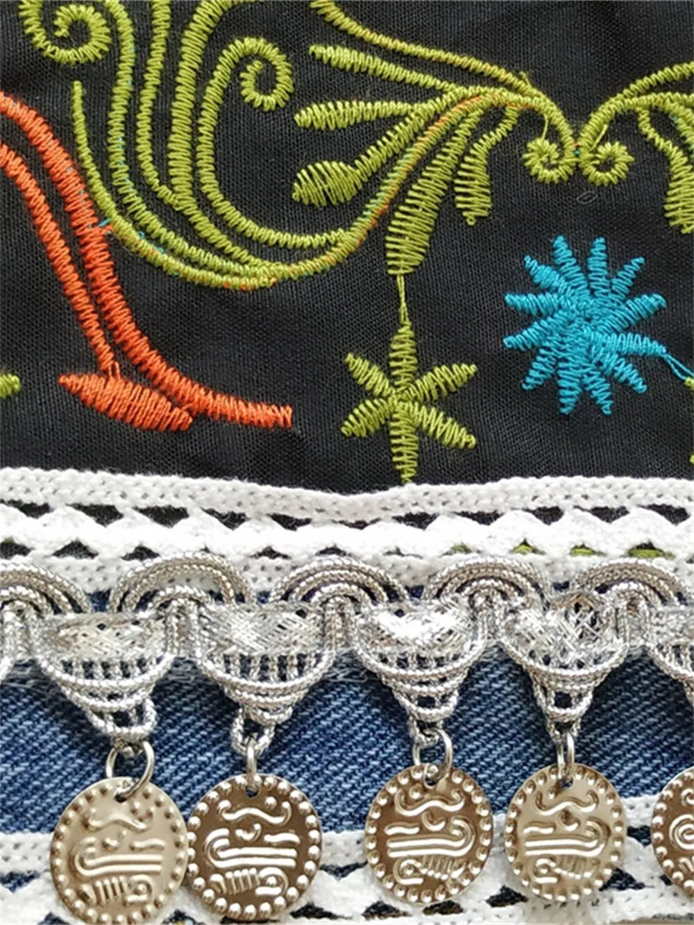 Spring Autumn Fashion Denim Jacket Women Sequined Tassel Embroidery Vintage Jacket Casual Women Coat Winte Outwear National Style