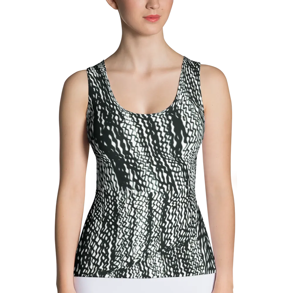 Tire Scribbles Fitted Tank Top