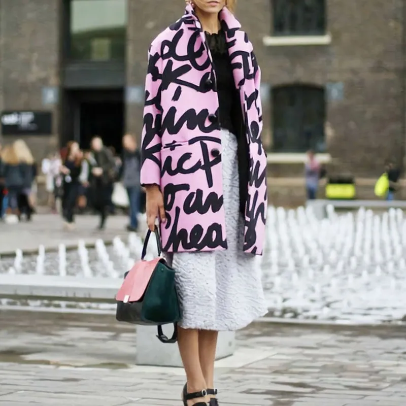 Wool Turn-down Collar Single Breasted Long Streetwear Coat