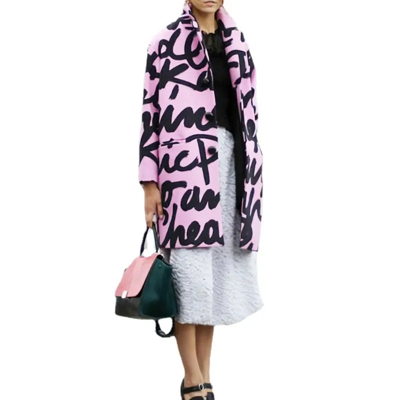 Wool Turn-down Collar Single Breasted Long Streetwear Coat