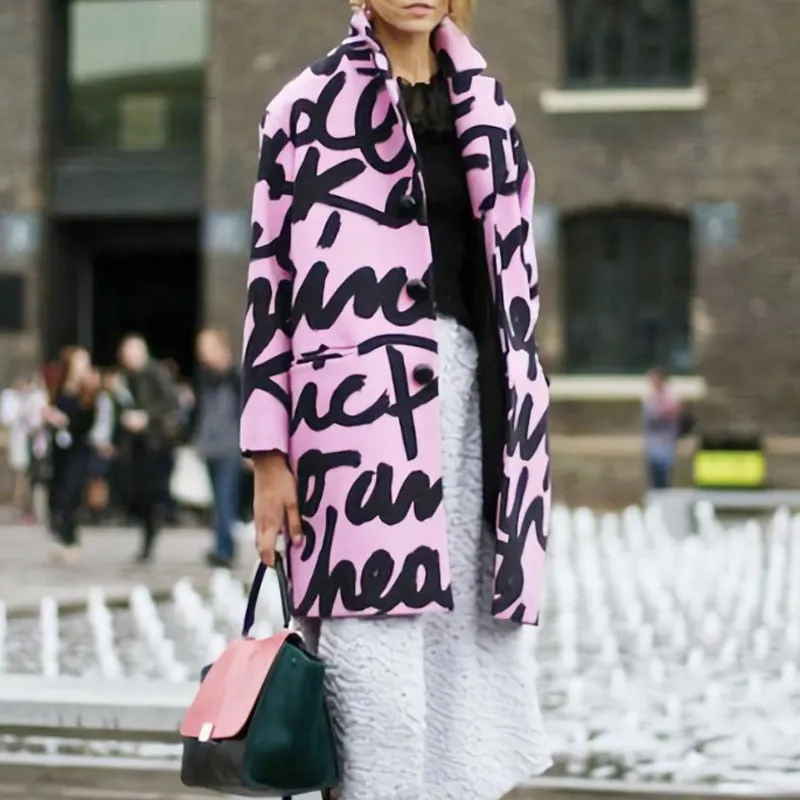 Wool Turn-down Collar Single Breasted Long Streetwear Coat