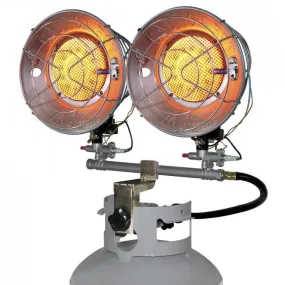 World Marketing Double Burner Tank Top Heater with Tip-over Shut-off - Match Ignition/Silver