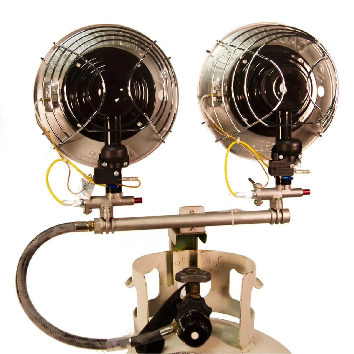 World Marketing Double Burner Tank Top Heater with Tip-over Shut-off - Match Ignition/Silver